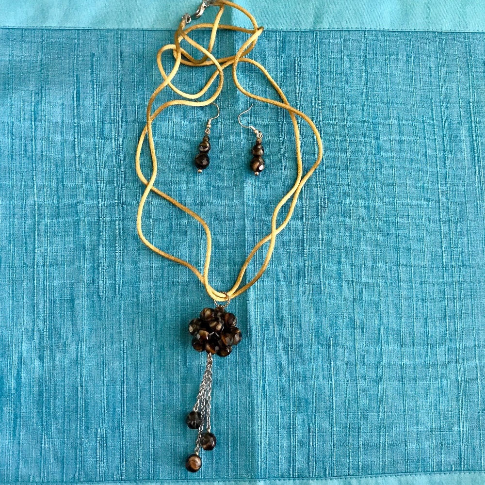 Beaded Ball Necklace and Bead Earrings Bundle
